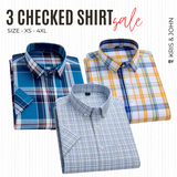 Pack of 3 Check Shirts for Men – Tailored Fit, Full Sleeves & Pockets (CSM-10)