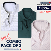 Office Essentials: 3-Pack Premium Cotton Formal Shirts – Tailored Fit, Full Sleeves & Pockets (FS-40 )
