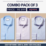 Combo Pack of 3 Men’s Formal Shirts – Stylish & Versatile Collection (Half & Full Sleeves, With/Without Pockets) (FS-54)