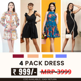 Pack of 4 Women’s Dresses: Chic, Trendy, and Timeless | C-042