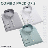 Premium Imported 100% High Quality Striped Shirt | Full/Half Sleeve | With Pocket | (FS-122)