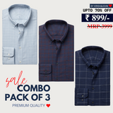Office Essentials: 3-Pack Premium Cotton Formal Shirts – Tailored Fit, Full Sleeves & Pockets ( FS-161)