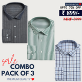 Office Essentials: 3-Pack Premium Cotton Formal Shirts – Tailored Fit, Full Sleeves & Pockets ( FS-162)