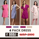 Pack of 4 Women’s Dresses: Chic, Trendy, and Timeless | C-046