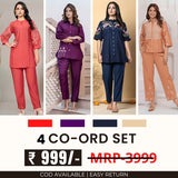 Stylish & Versatile 4 Co-ord Set Combo for Women | CO-18
