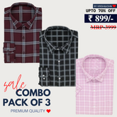 Office Essentials: 3-Pack Premium Cotton Formal Shirts – Tailored Fit, Full Sleeves & Pockets ( FS-166)