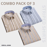 Premium Imported 100% High Quality Striped Shirt | Full/Half Sleeve | With Pocket | (FS-127)