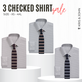 Pack of 3 Check Shirts for Men – Tailored Fit, Full Sleeves & Pockets (CSM-01 )