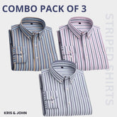 Premium Imported 100% High Quality Striped Shirt | Full/Half Sleeve | With Pocket | (FS-110)