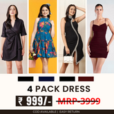 Pack of 4 Women’s Dresses: Chic, Trendy, and Timeless | C-035