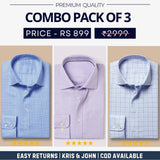 Combo Pack of 3 Men’s Formal Shirts – Stylish & Versatile Collection (Half & Full Sleeves, With/Without Pockets) (FS-80)