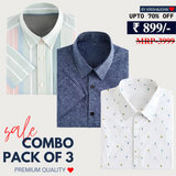 Office Essentials: 3-Pack Premium Cotton Formal Shirts – Tailored Fit, Full Sleeves & Pockets (FS-34 )