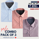 Office Essentials: 3-Pack Premium Cotton Formal Shirts – Tailored Fit, Full Sleeves & Pockets (FS-35 )