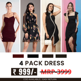 Pack of 4 Women’s Dresses: Chic, Trendy, and Timeless | C-038