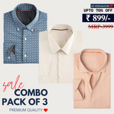 Office Essentials: 3-Pack Premium Cotton Formal Shirts – Tailored Fit, Full Sleeves & Pockets (FS-36 )