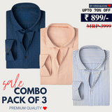 Office Essentials: 3-Pack Premium Cotton Formal Shirts – Tailored Fit, Full Sleeves & Pockets (FS-37 )