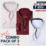 Office Essentials: 3-Pack Premium Cotton Formal Shirts – Tailored Fit, Full Sleeves & Pockets (FS-38 )