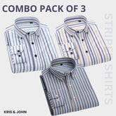 Premium Imported 100% High Quality Striped Shirt | Full/Half Sleeve | With Pocket | (FS-117)